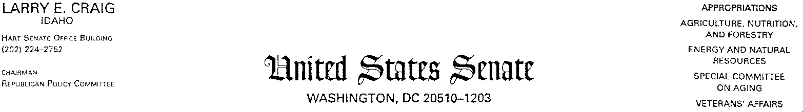 Senator Craig 's Letterhead